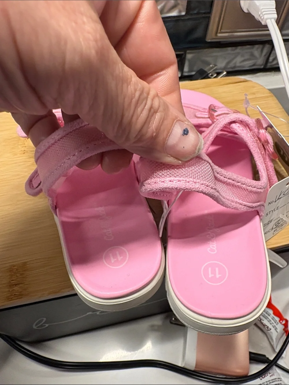 Cat & Jack Pink Adjustable Double-Strap Buckle Sandals